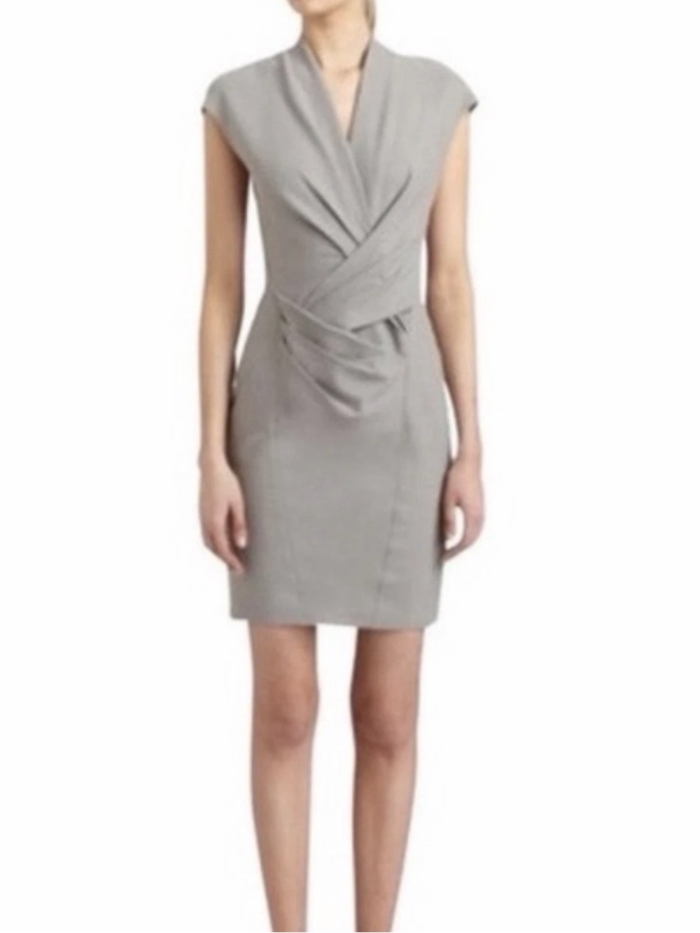 Helmut Lang Sleath ruched draped gray Dress in a 6